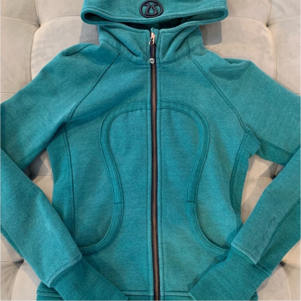 RARE Lululemon Heathered Green Teal / Navy Blue Inkwell Scuba II 4
